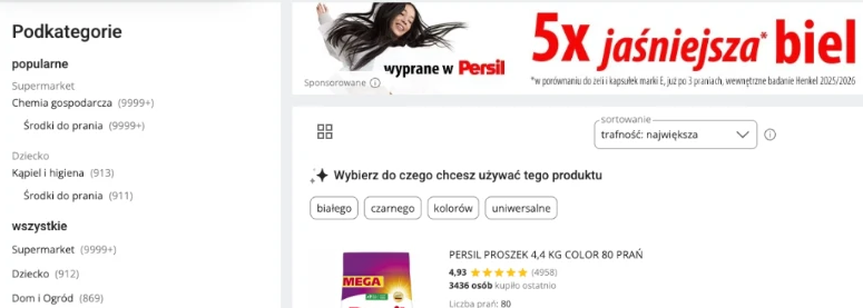 Выдача Allegro по запросу «proszek do prania»
